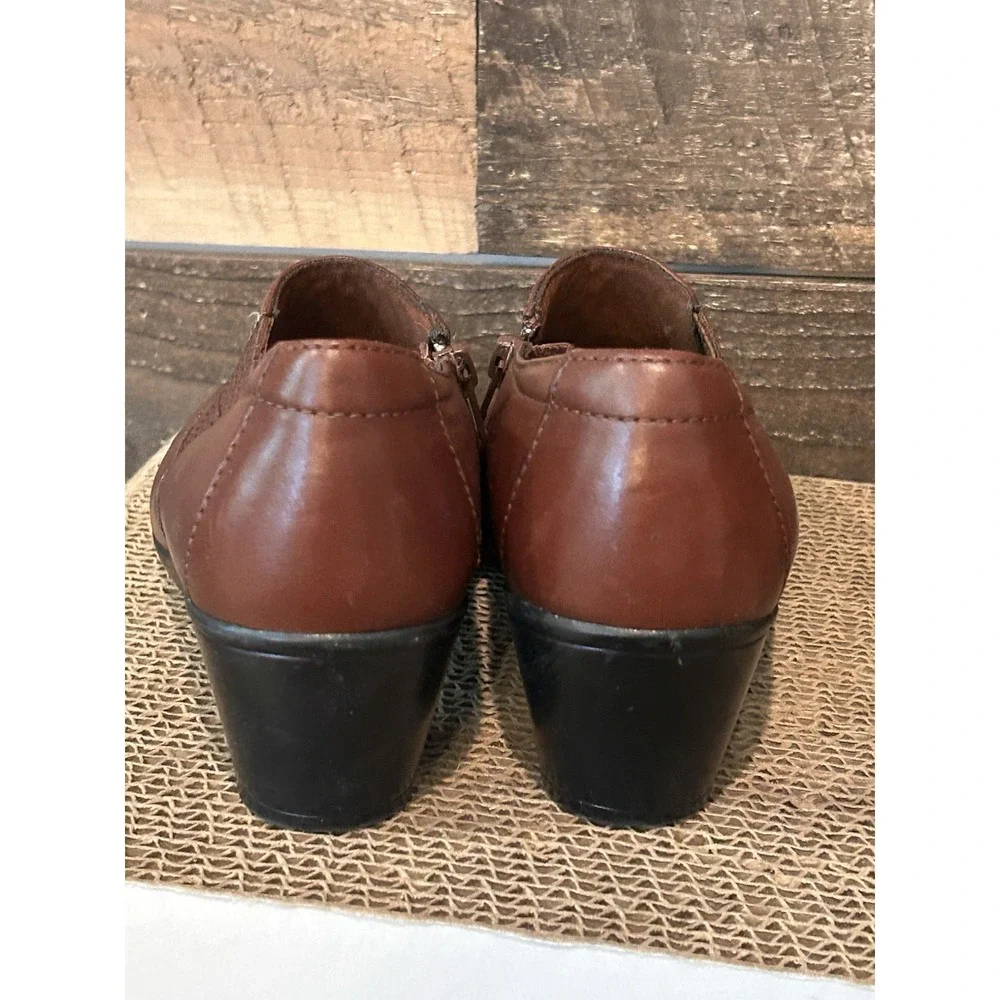 Clarks Bendables Ingalls Congo Brown Leather Bootie Sz 7.5M‎ 66749 Zip Up